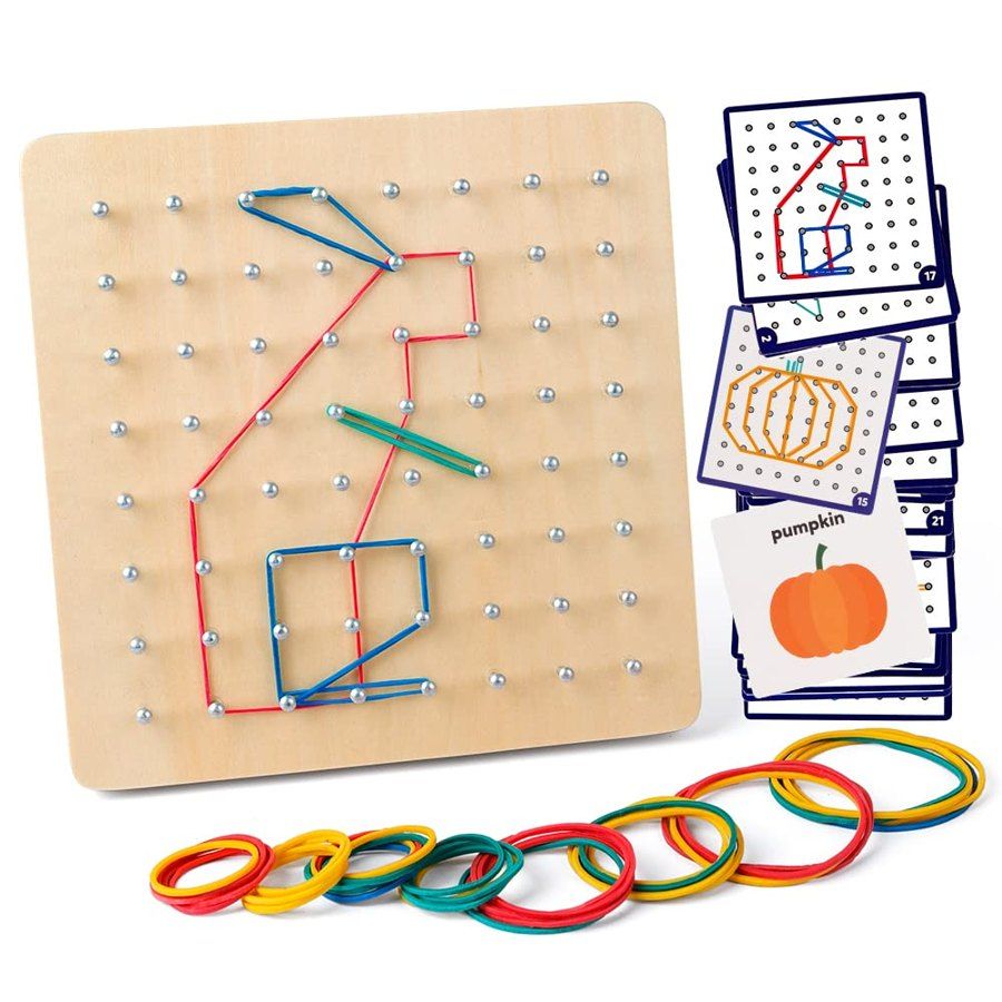 Géoplan en bois et cartes de motifs